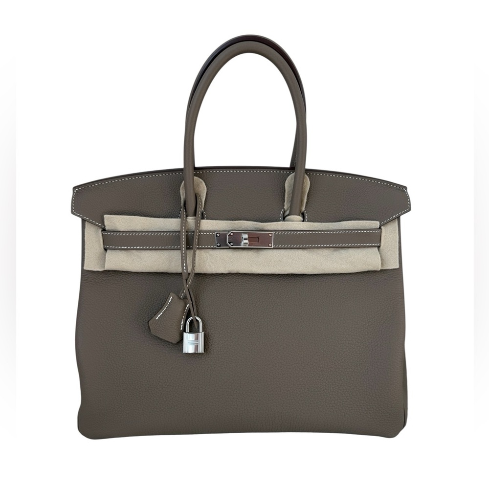 NEW Hermes Birkin 35 Ètoupe Togo Leather bag with Palladium Hardware,stampW 2024 - Picture 3 of 17